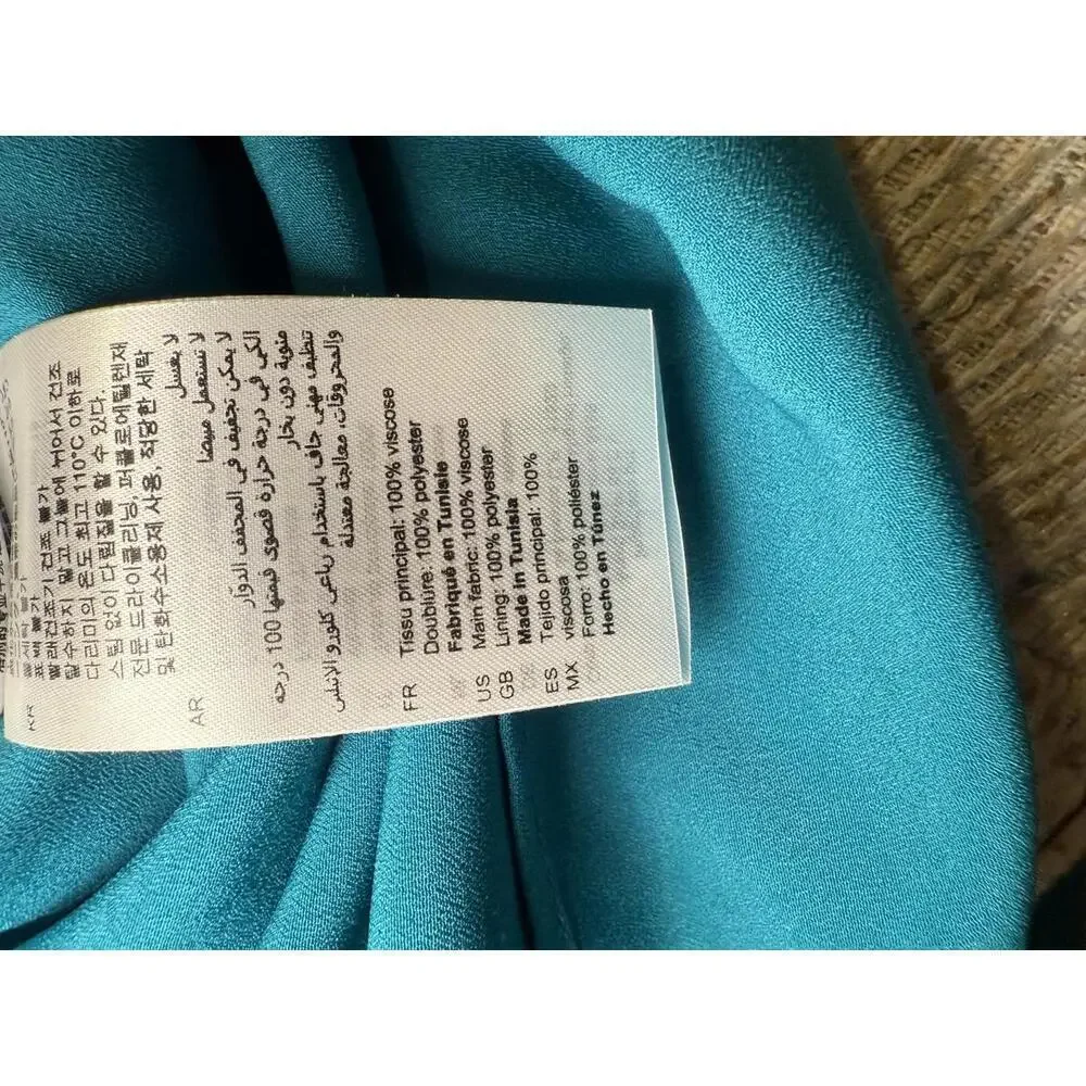 New Sandro Paris Ruched Satin Jacquard Mini Dress, size 40/US 4 - Picture 5 of 5